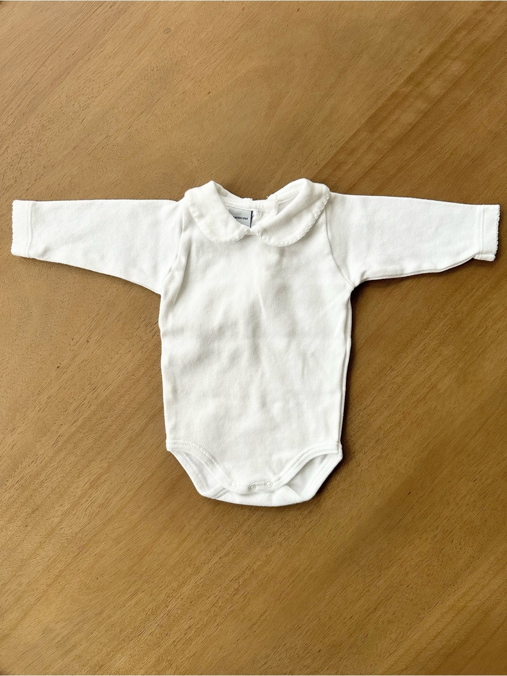 Babidu Baby Long Sleeve Peter Pan Collar Bodysuit, Size 3M, White